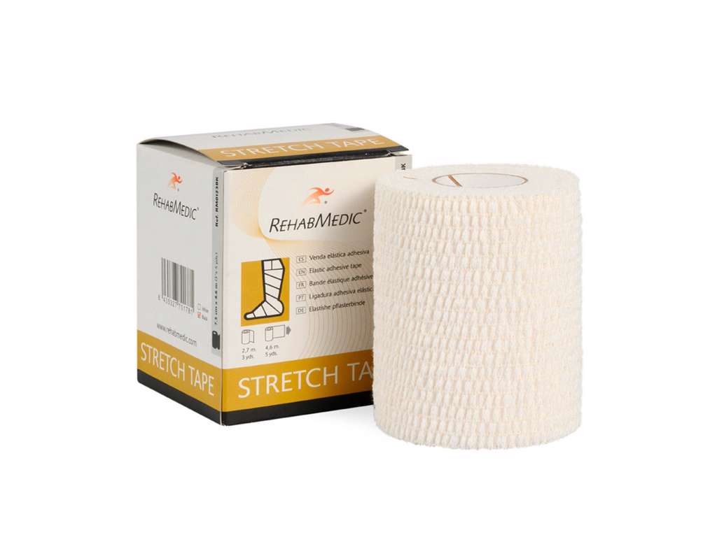  Elastisk självhäftande tejp, 7,5 cm x 4,6 m, vit.