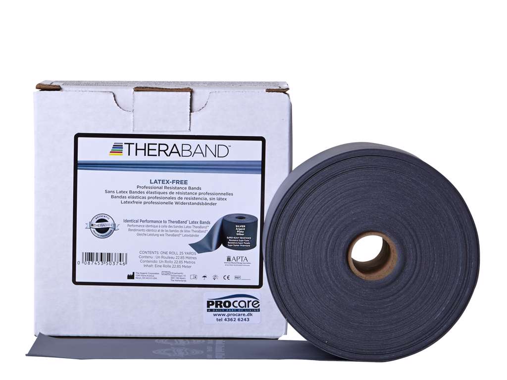 Latexfritt träningsband från TheraBand, 22 meter, Silver.