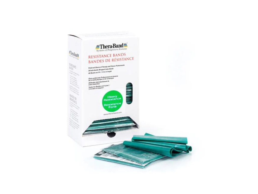 TheraBand dispenserbox med 30 st. Grön träningsband