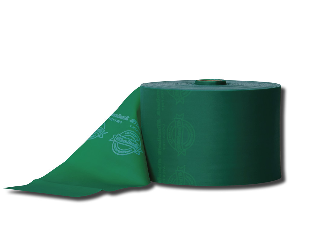 Latexfritt träningsband Från TheraBand, 22 meter, Grönt.